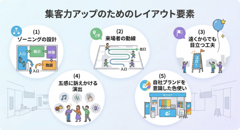 展示会ブースで集客力を高めるレイアウト要素5つ