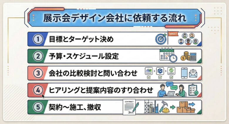 展示会デザイン会社に依頼する流れ
