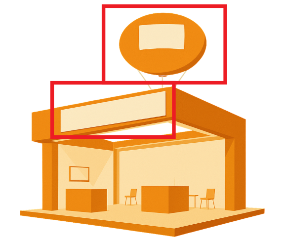 展示会 ディスプレイのコツ | 背景を高くして遠距離から目立たせる